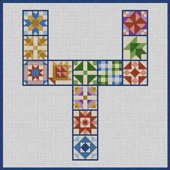 X-119 Letter Y Quilt Block 6 1/2" x 6 1/2" 18 Mesh Treglown Designs