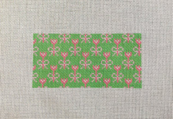 AF129 	Pink and Green Bow Oblong	3" x 6"	13 Mesh Anne Fisher Needlepoint, llc 