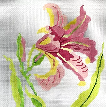 197c PINK LILY, 8" sq., 13 mesh Jean Smith Designs