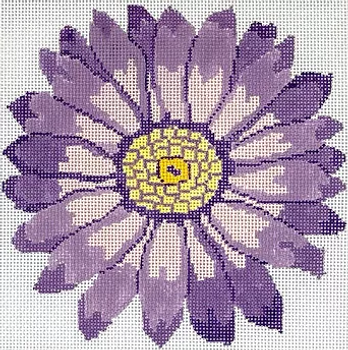 198d PURPLE GERBER DAISY, 8" sq., 13 mesh Jean Smith Designs