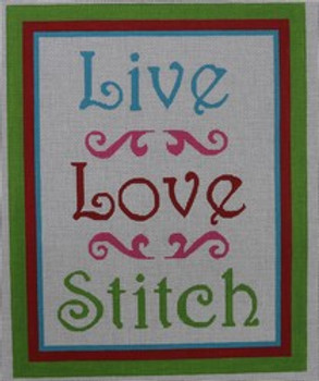 S-006-18 LIVE LOVE STITCH 9 X 11.75 18 Mesh  Hillary Jean Designs