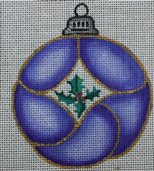 R199 Purple Ornament w/ Holly Leaves 3.75 x 4.25 18 Mesh Robbyn's Nest Designs