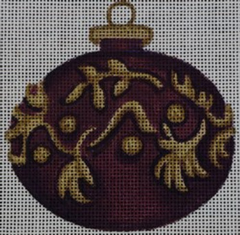R244 Purple and Gold ornament with Swirl 4 x 4 	18 Mesh Robbyn's Nest Designs