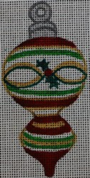 R246 Gold, Green, White, and Red Ornament  2 x 4.5 18 Mesh Robbyn's Nest Designs