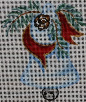 R253 White Bell w/ pinecone 4 x 4.25 	18  Mesh Robbyn's Nest Designs