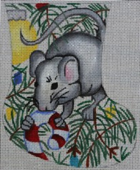 R209 Mouse with Ornament Mini Sock 5 x 6 18 Mesh Robbyn's Nest Designs