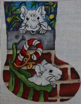 R204 Mouse Christmas Mini Sock 6.25 x 8  18 Mesh Robbyn's Nest Designs