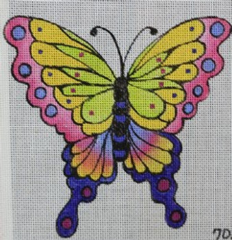 R702 6 x 5.5	lime green, yellow, and pink butterfly 18 Mesh Robbyn's Nest Designs