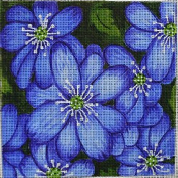 R594 Blue flower square	  6 x 6 18 Mesh Robbyn's Nest Designs