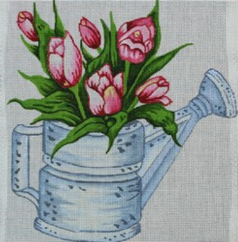 R432 Watering Can Tulips 8 x 9	18Mesh Robbyn's Nest Designs