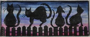 R329	10 x 4.25 Cats on a Fence 18 Mesh Robbyn's Nest Designs