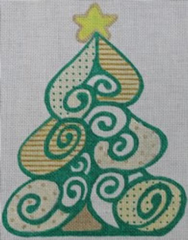 R1163	6.25 x 8	Green and Gold Tree 18 Mesh Robbyn's Nest Designs