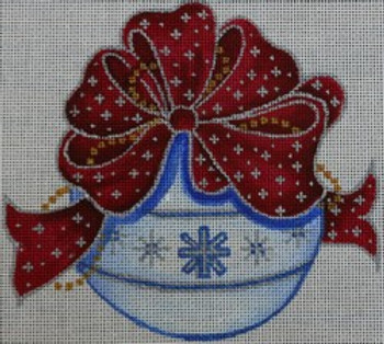 R292 Red and Blue Ornament w/ snowflake 6 x 6 	18 Mesh Robbyn's Nest Designs