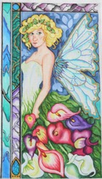 R946 Fairy with calla lily 10 x 18 18 Mesh Robbyn's Nest Designs