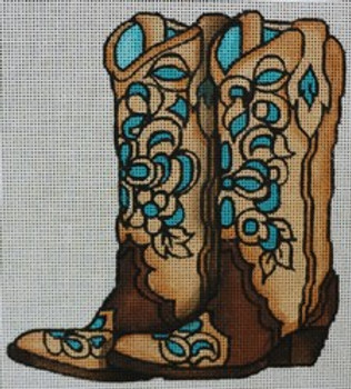 R1024 Turquoise Inlay Boots 5.5 x 6	18 Mesh Robbyn's Nest Designs