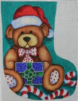 R618 Teddy Bear with Santa Cap and Candy Canes		6.25 x 8	  18 Mesh Robbyn's Nest Designs