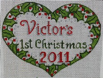 R630 Heart with Mistletoe/Berries	4.75 x 3.5 18 Mesh  Name Not Included Robbyn's Nest Designs