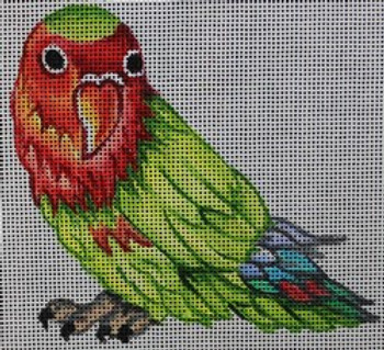 R569 Green parrot w/ red head	4.75 x 4.75	18 Mesh Robbyn's Nest Designs