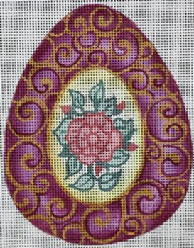 R825 Purple Egg w/ Flower in the middle 4.25 x 4.25 18 Mesh Robbyn's Nest Designs