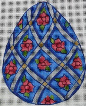 R826 Blue and silver Egg w/ pink flowers	 4.25 x 5.25	18 Mesh Robbyn's Nest Designs