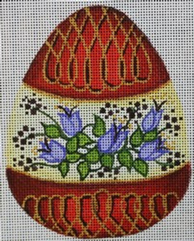 R828	Red and Yellow Egg w/ purple flower in the middle	4 x 5 	18 Mesh Robbyn's Nest Designs