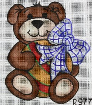 R977 Bear w/ Ornament 4.75 x 5.5 18 Mesh Robbyn's Nest Designs