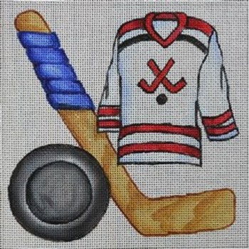 R551 Hockey Uniform with Double Sticks and Puck 6 x 6	18 Mesh Robbyn's Nest Designs