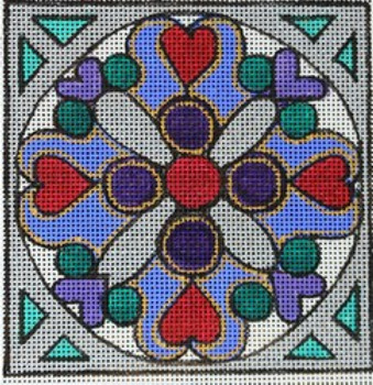 R804	Kaledoscope- Teal, white, red, and green square 4.5 x 4.5	18 Mesh Robbyn's Nest Designs