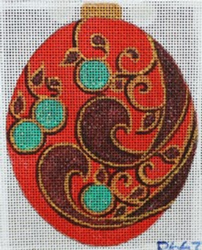 R667 Red Ornament W/ Maroonand Turquoise	4 x 5 18 Mesh Robbyn's Nest Designs