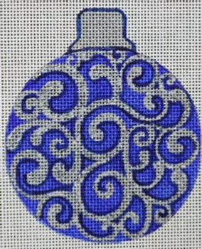 R674 Blue/Silver Round Ornament	3.5 x 4	18 Mesh Robbyn's Nest Designs
