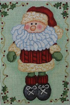 R641 Mint Green Elf Santa w/Holly & Berries 6 x 9	13 Mesh Robbyn's Nest Designs