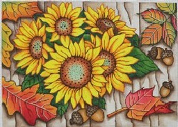 Cat ~ Summer Cat with Sunflowers handpainted 18 mesh Needlepoint  Handpainted Canvas by Vicky Mount from PLD