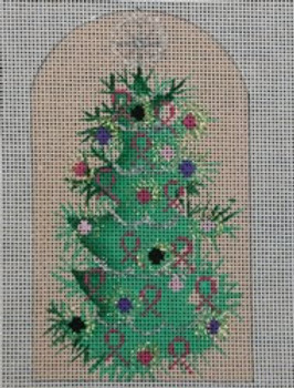 WS340K Breast Cancer Tree 18 Mesh 6 x 3  WINNETKA STITCHERY DESIGNS