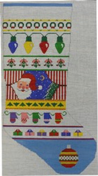 WS448	Christmas Lights Stocking	21 x 9  12 Mesh  WINNETKA STITCHERY DESIGNS