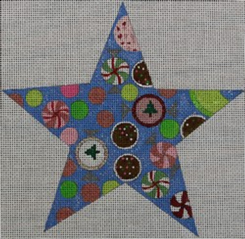 WS896B Star Ornament-Candy 9 x 9 13 Mesh WINNETKA STITCHERY DESIGNS