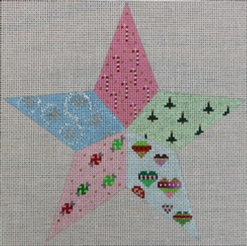 WS896H Star Ornaments-Calico  9 x 9 13 Mesh WINNETKA STITCHERY DESIGNS