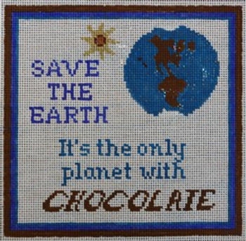 WS891	Save the Earth/ Chocolate 	8.25 x 8.25 	 13 Mesh WINNETKA STITCHERY DESIGNS