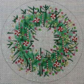 WS905D	Ornament Wreath- Candy 4.5" round  18 Mesh WINNETKA STITCHERY DESIGNS
