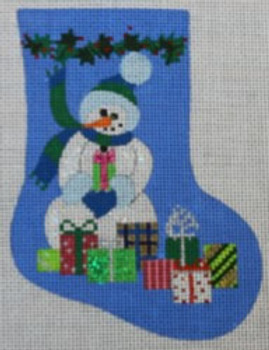 WS908A	Snowman Packages Sock	5 x 3.75   18 Mesh WINNETKA STITCHERY DESIGNS