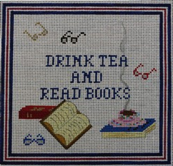 WS923	Drink Tea and Read Books	7.25 x 7.75		 13 Mesh WINNETKA STITCHERY DESIGNS