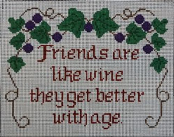 WS766	Friends are Like Wine 7 x 9 13 Mesh WINNETKA STITCHERY DESIGNS