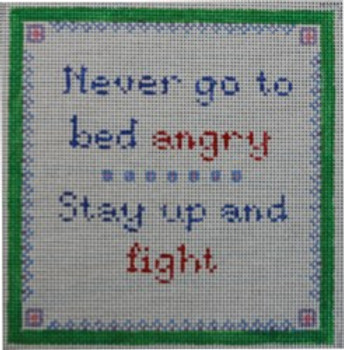 WS910	Never Go to Bed Angry	7 x 7 13 Mesh WINNETKA STITCHERY DESIGNS