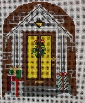 WS739B	Yellow Door Ornament    4.5 x 4 18 Mesh WINNETKA STITCHERY DESIGNS