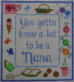 WS621C	Know A Lot/ Nana 8.5 x 7.5  13 Mesh WINNETKA STITCHERY DESIGNS