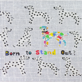 400 series:  423 Born to Stand Out - Dalmatian 7 x 7 13 Mesh Stitch Painted Tango & Chocolate Tatutina/Georgia Florena Shaban