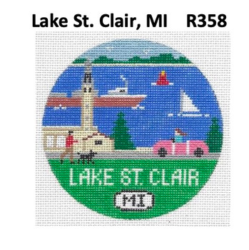 Lake St. Clair, MI R358 Round 4.25 x 4.25 18 Mesh Doolittle Stitchery