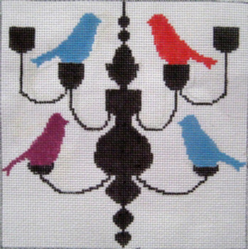 70391 Birds On A Chandelier 9x9 18 Mesh Unique New Zealand Designs Needlepoint