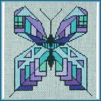 HP1003 Madam's Butterfly 4" 18 Mesh With Stitch Guide DESIGNS BY JULIE SACKET Quail Run Designs