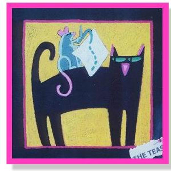 NC148 The Teaser Cat 6.25" x 6.25" 13 Mesh DESIGNS BY NANCY COFFELT Quail Run Designs