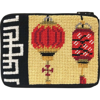 SZ223 Chinese Lanterns Alice Peterson Stitch And Zip CREDIT CARD  And COIN Case